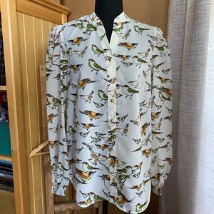 Persaman New York Sheer Bird Print Shirt